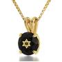 14k Yellow Gold Star of David Necklace Inscribed with Shema Yisrael in 24k Gold on Crystal, 18'' Gold Filled Chain - NanoStyle Jewelry
