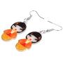 WEVENI Acrylic Japanese Kimono Girl Doll Earrings Dangle Drop Cute Jewelry For Women Girls Novelty Gifts
