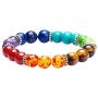 7 Chakra Healing Bracelet with Real Stones, Volcanic Lava, Mala Meditation Bracelet - Mens and Womens Jewelry - Wrap, Stretch, Charm Bracelets - Protection, Energy, Healing