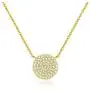 Spoil Cupid 14K Gold Plated 925 Sterling Silver Cubic Zirconia Disc Necklace With Circle Pendant 12mm Diameter, 18 Inch