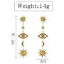 Gold Tone Evil Eyes sun moon Earrings Fashion Unique Abstract Eyes Drop Dangle Earring for Women Girls Exaggerated Jewelry