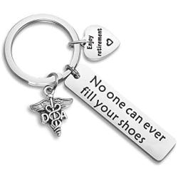 WUSUANED Dentist Retirement Keychain No One Can Ever Fill Your Shoes Enjoy Retirement Gift for Dental Hygienist Dental Assistant