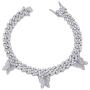 TOPGRILLZ 10mm 6 Times Plated Iced Out Small Charm Butterfly Diamond Cuban Link Bracelet for Women Novelty Jewelry Gifts
