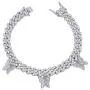 TOPGRILLZ 10mm 6 Times Plated Iced Out Small Charm Butterfly Diamond Cuban Link Bracelet for Women Novelty Jewelry Gifts