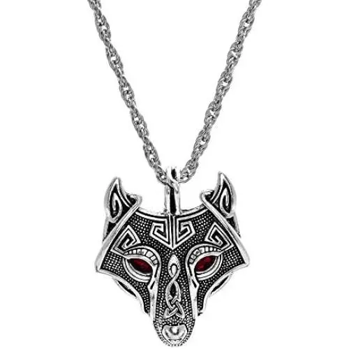 W WOOGGE Mens Necklace Viking Jewelry Norse Amulet Helm of Awe Raven Skull Pendant Gothic Necklace for Women …