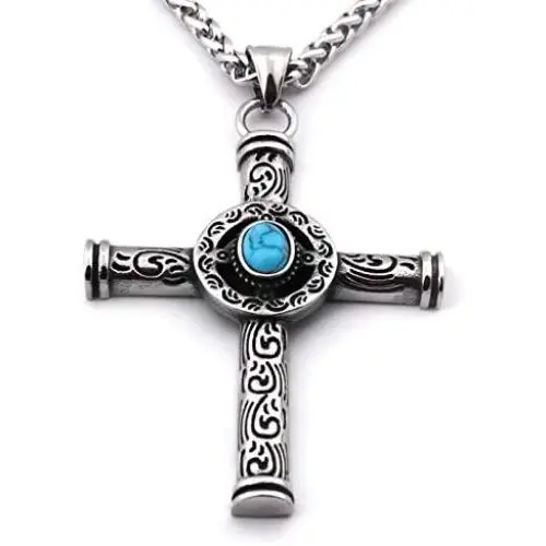 Warvik Native American Cross Eagle Necklace Pendant Indian Vintage, Stainless Steel Jewelry Mens Womens Wheat Chain 20/28inch Warvik Native American Cross Eagle Necklace Pendant Indian Vintage, Stainless Steel Jewelry Mens Womens Wheat Chain 20/28inch