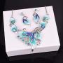 Vintage Statement Necklace and Earrings Set Flower Leaf Pendants Bib Necklaces Fashion Chunky Jewelry for Women Girls