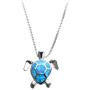 Chritmas Blue Turtle Necklace Womens 925 Sterling Silver Blue Sea Turtle Jewelry Turtle Stretching Pendant Necklace Girls Turtle Necklace 18'' Turtle Pendant Best Gift for Her