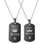 Uloveido Black Gold His Queen and Her King Stainless Steel Necklace Keychain Jewelry Set for Men Women