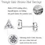3 Pairs 925 Sterling Silver 3 Prong Triangle Geometric Cubic Zirconia Stud Earrings Set | Small Cartilage CZ Hypoallergenic Tragus Piercing Earrings for Women Men Girls Kids 2mm 3mm 4mm