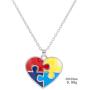 fishhook Heart Shape Autism Autistic Awareness Jigsaw Puzzle Piece Pendant Necklace