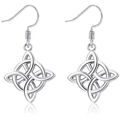 Sllaiss Celtic Eternity Knot Earrings 925 Sterling Silver Earrings for Women Good Luck Irish Celtics Jewelry Vintage Dangle Earrings Lightweight