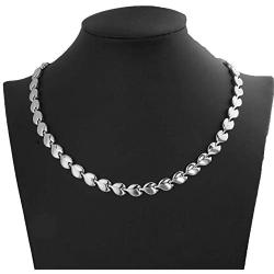 N+NITROLUBE Magnetic Therapy Necklace for Women Stainless Steel Necklace Pain Relief for Neck Arthritis Magnetic Jewelry Gift (Silver)