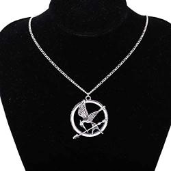 PENQI The Hunger Games Jewelry Pin Arrow Necklace Game Bird Pendant Necklace Bronze Film Movie Fans Gift for Women Men