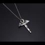 S925 Sterling Silver Punk Oxidized Vintage Dragon Wing Sword Pendant Necklace