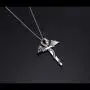S925 Sterling Silver Punk Oxidized Vintage Dragon Wing Sword Pendant Necklace S925 Sterling Silver Punk Oxidized Vintage Dragon Wing Sword Pendant Necklace