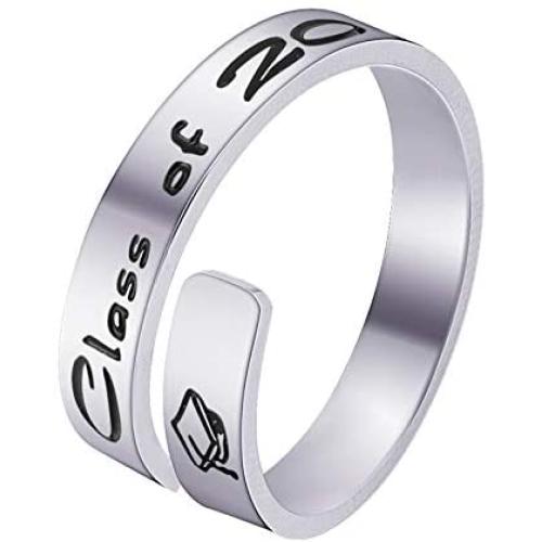 Haoze Graduation Rings for Her 2021, Stainless Steel Inspirational Motivational Statement Ring Graduation Gifts for Graduates Best Friends Girls Women and Men