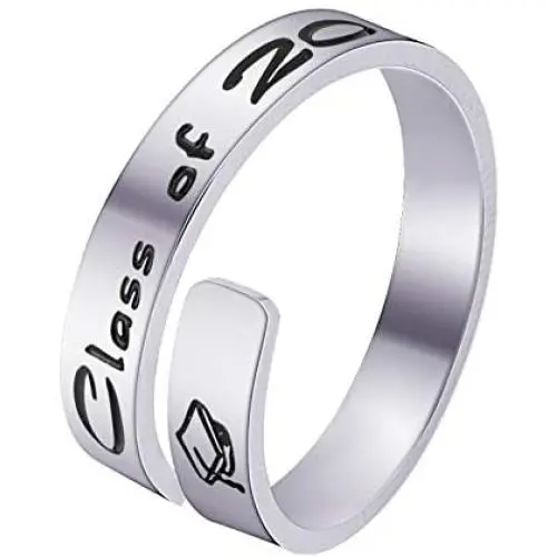 Haoze Graduation Rings for Her 2021, Stainless Steel Inspirational Motivational Statement Ring Graduation Gifts for Graduates Best Friends Girls Women and Men Haoze Graduation Rings for Her 2021, Stainless Steel Inspirational Motivational Statement Ring Graduation Gifts for Graduates Best Friends Girls Women and Men