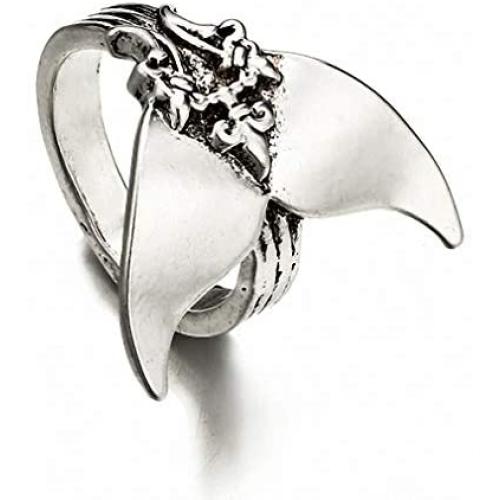 Giwotu Womens Mens Ring Mystical Mermaid Ring Vintage Antique Silver Whale Tail Midi Finger Knuckle Rings for Women Jewelry 3903
