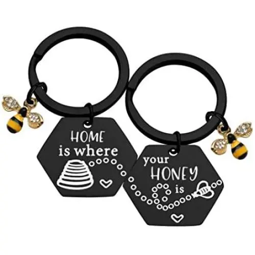 MAOFAED Matching Couples Keychains Honey Beehive Keychains Home is Where Your Honey is Housewarming Couples Gift MAOFAED Matching Couples Keychains Honey Beehive Keychains Home is Where Your Honey is Housewarming Couples Gift