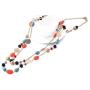 BOCAR 2 Layer Long Link Chain Necklace Crystal Beads Women Party Long Necklace Gift