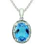 RB Gems Sterling Silver 925 PENDANT NECKLACE GENUINE GEMS Oval 16x12 mm, Baroque Style, 18“ Long