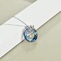 POPLYKE Lotus Flower Necklace for Women Sterling Silver Lotus with Blue/Purple/Volcano Crystal Jewelry for Girls Mom Birthday
