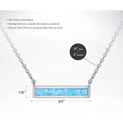 PAVOI 14K Gold Plated Thin Bar Green/White Created Opal Necklace Pendant 16-18''