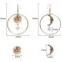 Sun Moon Asymmetric Imitation Pearl Earrings, Gold Annulus Pendant Earrings Drop Earrings Sun Moon Asymmetric Imitation Pearl Earrings, Gold Annulus Pendant Earrings Drop Earrings