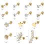 YADOCA 14 Pairs Stainless Steel Ear Cartilage Piercing Earrings Helix Tragus Barbell for Women Men Moon Star Heart Flower CZ Stackable Cartilage Earrings Set Silver-tone Rose Gold-tone Rose Gold-tone