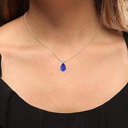 Dazzlingrock Collection 10K 8x6 mm Pear Cut Ladies Solitaire Teardrop Pendant (Silver Chain Included), White Gold