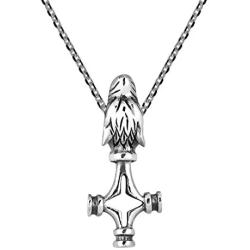 AeraVida Supreme Viking Wolf Thors Cross .925 Sterling Silver Pendant Necklace