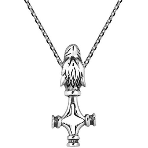 AeraVida Supreme Viking Wolf Thors Cross .925 Sterling Silver Pendant Necklace