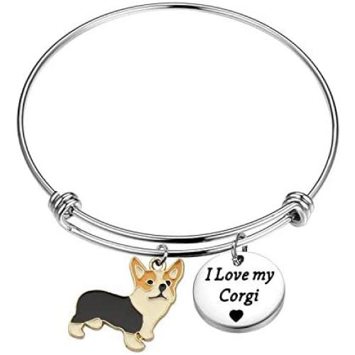 BAUNA Corgi Dog Gift I Love My Corgi Bracelet Gifts for Dog Lover Corgi Mom Gift