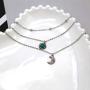 TseanYi Opal Moonstone Necklace Choker Silver Boho Layered Horn Necklaces Chain Satellite Chain Clavicle Necklace Jewelry for Women and Girls