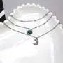 TseanYi Opal Moonstone Necklace Choker Silver Boho Layered Horn Necklaces Chain Satellite Chain Clavicle Necklace Jewelry for Women and Girls