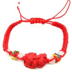 MANRUO The Best Feng Shui Red String Bracelet with Cinnabar Pi Xiu/Pi Yao Lucky Wealthy Amulet Brecelet Jewelry
