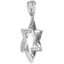 1 inch Sterling Silver Baguette Cubic Zirconia Star of David Necklace Rhodium Finish 16-24 inch