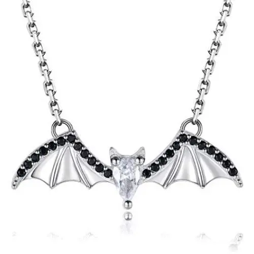 APOTIE 925 Sterling Silver Bat Pendant Necklace Jewelry Gift for Women Teen Girl APOTIE 925 Sterling Silver Bat Pendant Necklace Jewelry Gift for Women Teen Girl