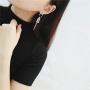 Razor Blade Hoop Earrings Dangle Simple Geometric Circle Chain Blade Shaped Dangle Drop Earrings for Women Girls Jewelry Gifts