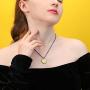 SISMIURRA 12 Zodiac Necklace 18K Gold Plated Natural Stone Chain 5A CZ Astrology Coin Pendant Necklace Birthday Jewelry Gifts for Women Girls