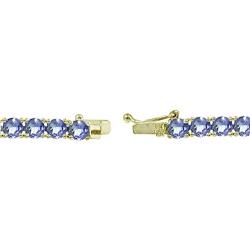 GemStar USA Sterling Silver Genuine Tanzanite Round-Cut Tennis Bracelet