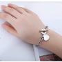 kelistom 316L Stainless Steel Love Heart Charm Bracelet for Women Teen Girls Romantic Gift Silver/Rose/18k Gold Plated OT Clasp Bracelets