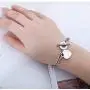 kelistom 316L Stainless Steel Love Heart Charm Bracelet for Women Teen Girls Romantic Gift Silver/Rose/18k Gold Plated OT Clasp Bracelets