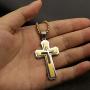 yiyifu Cross Necklace for Men Titanium Steel Pendant Necklace Domineering Mens and Womens Jewelry Christian Accessories Three Layer Chains