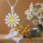 TRISHULA Yellow Sunflower Pendant Necklace, Sterling Silver Butterfly Daisy Flower Heart Charm Necklace Jewelry Gift for Women Girls 18''+2'' (Gift Box Included)
