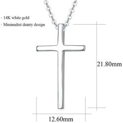 Carleen 14K Solid White/Yellow Gold Small Crucifix Cross Pendant Necklace Fine Jewelry for Women Girls, With 18'' Solid Gold Chain