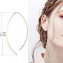 FIBO STEEL Curved Threader Dangle Earrings for Women Drop Hoop Bar Statement Earrings Set
