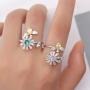 Adjustable Womens Band Birthstone Ring Cubic Zirconia Anti-Anxiety Open Flower and Bee Spinning Rings Girls Rotatable Calming Worry Meditation Ring Birthday Christmas Jewelry Gifts for Relieving Boredom ADHD, Anxiety,Autism