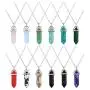 12 Pieces Hexagonal Chakra Crystal Bullet Shape Gemstone Pendant Necklaces Pointed Quartz Stone Chain Necklaces Artificial Stone with Storage Bag 12 Pieces Hexagonal Chakra Crystal Bullet Shape Gemstone Pendant Necklaces Pointed Quartz Stone Chain Necklaces Artificial Stone with Storage Bag